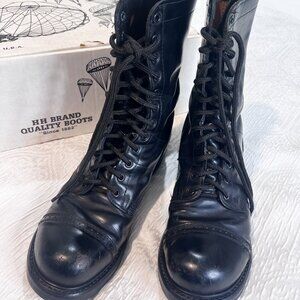 Double H Combat Black Leather Paratrooper Jump Boots w/Box - Freshly Conditioned